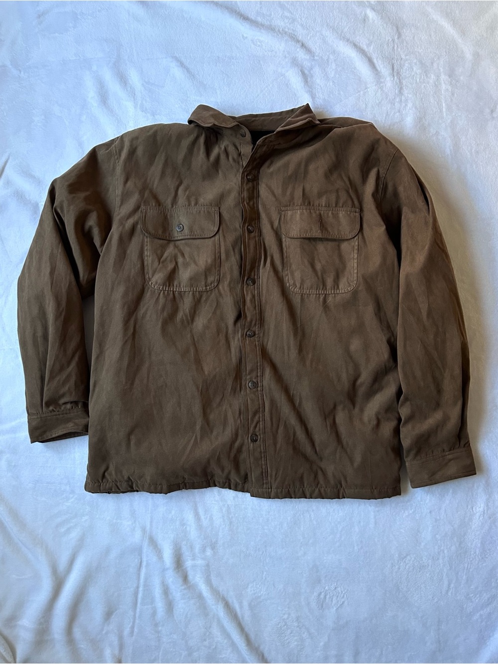 Van Heusen Men’s XL Brown Faux Suede Shirt Jacket Button Up Shacket Overshirt